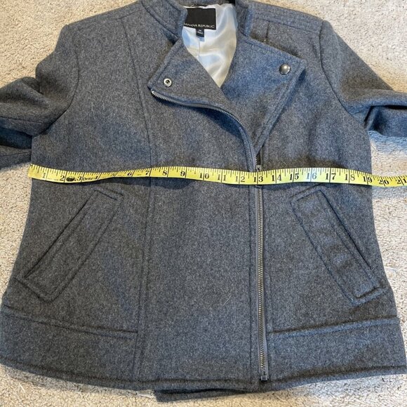 Mario Bellucci Banana Republic Moto Jacket Women's M Gray Zip Front Wool Blend - Picture 10 of 14